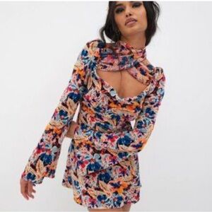 The Blake Mini Dress in Multi -For Love And Lemons velvet